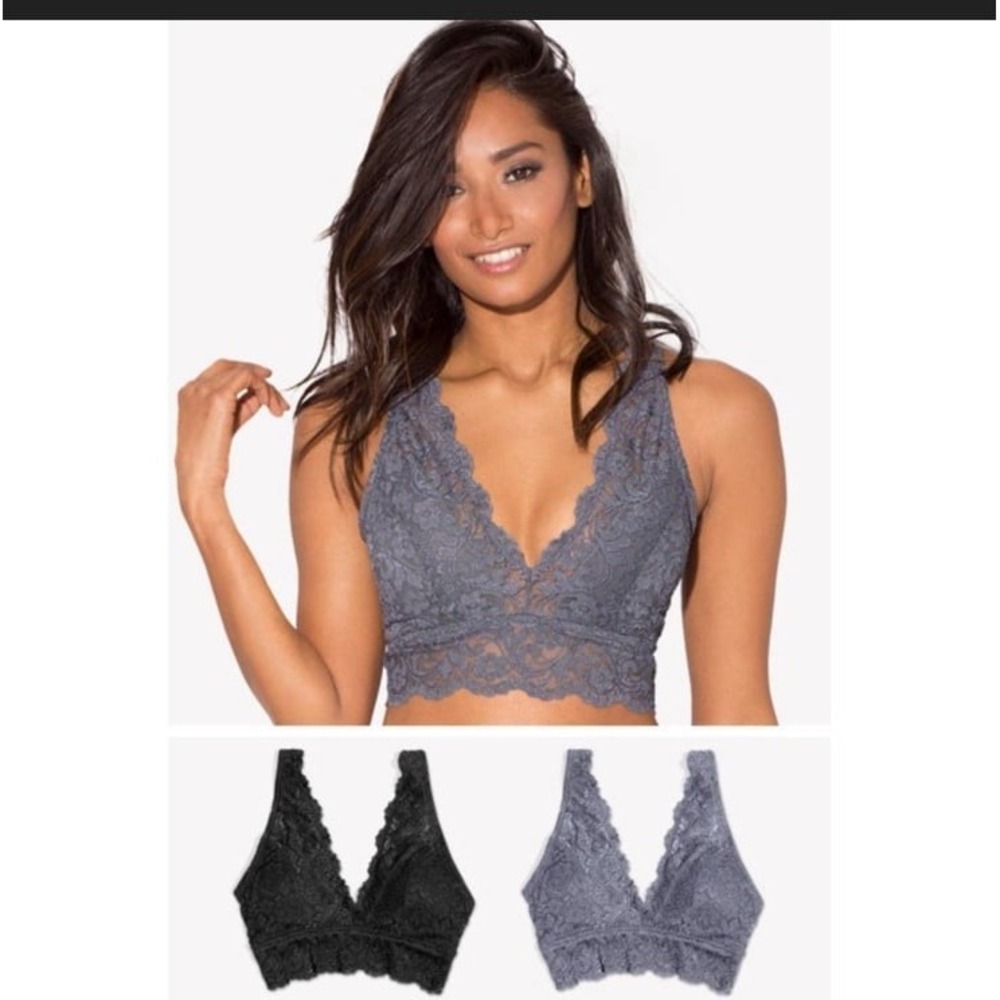 Smart &‎ Sexy womens Signature Lace Deep V Bralette black size XXL